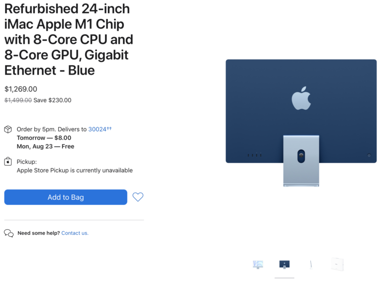 Now For Sale Online: Refurbished M1 24″ iMacs (mid-2021)