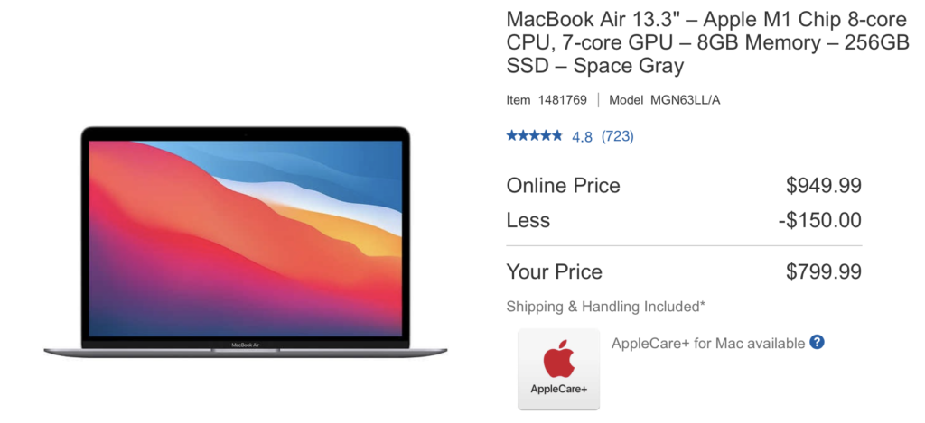 Deal: M1 MacBook Air is available for $799.99 at Costco