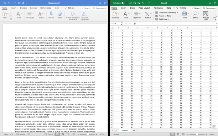 Word and Excel on MacOS 12.1