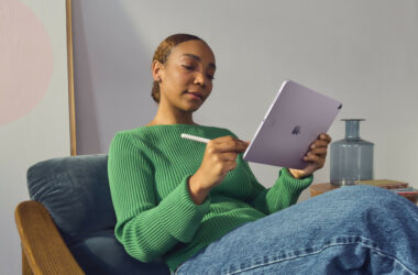 User casually using an iPad Air